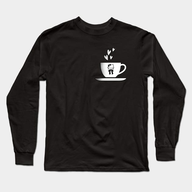 Funny kitty cat coffee cup, coffee lovers gift, coffee gift, coffee cozy, birthday, cafeteria’s stickers, fashion Design, restaurants and laptop stickers, lovely coffee cup with Kitty cat inside Long Sleeve T-Shirt by PowerD